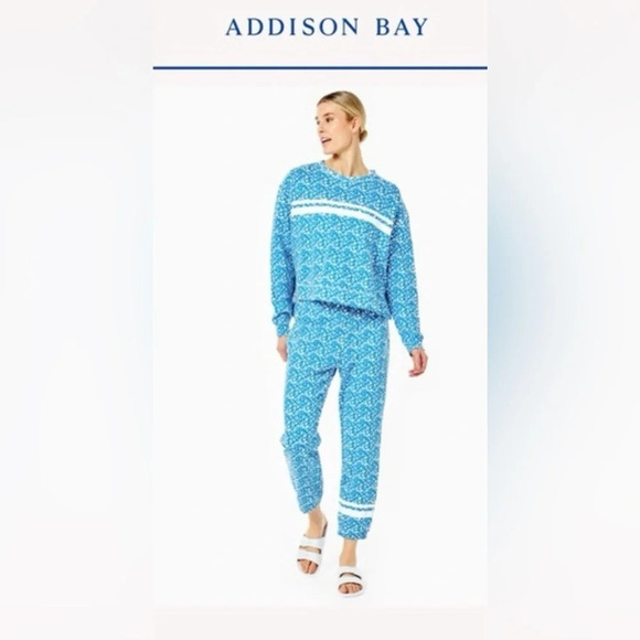 NEW ADDISON BAY callowhill sweatpants in courtside blue floral XS - Picture 1 of 9